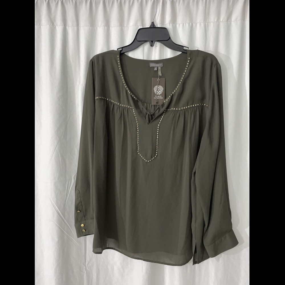 NEW Vince Camuto Womens Beaded Keyhole Top XL